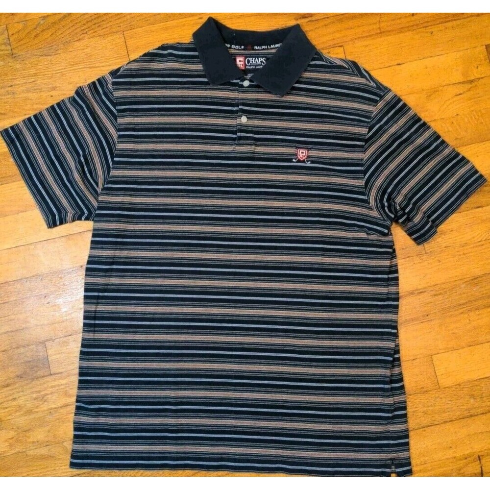 Vintage Chaps Ralph Lauren Polo Shirt Men's XL Stripe 90s Retro Preppy Golf Logo